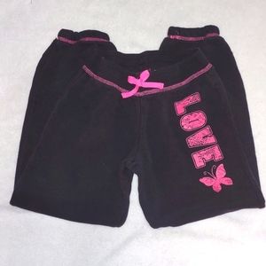 ♥️Children's Place Girls sweat pants black w pink LOVE butterfly size 7/8